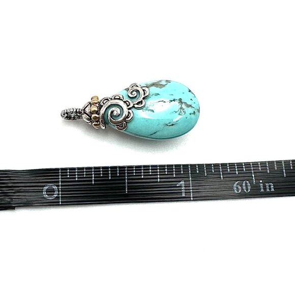 Barbara Bixby Designer 925 Sterling Silver Turquoise Drop Pendant Charm - Picture 4 of 4